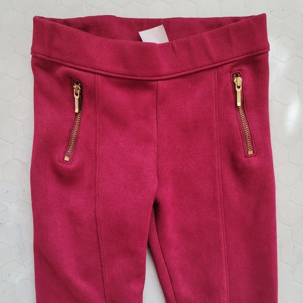 Janie and‎ Jack Girls 6 Rapsberry Faux Suede Skinny Pull-On Pants Leggings